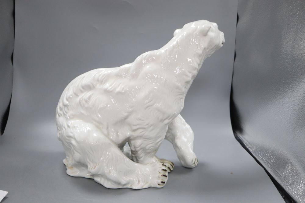 A Royal Dux porcelain polar bear, height 37cm